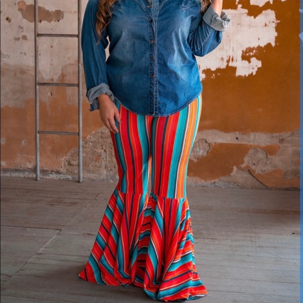 Striped Multicolored Bellbottom Pants
